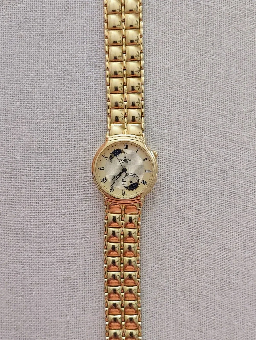 New Gold Peugeot Men's Dress Watch - Classic Roman Dial